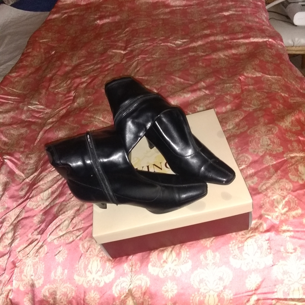Black leather boots